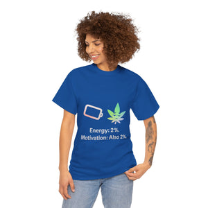 Energy: 2%. Motivation: Also 2%. T-shirt