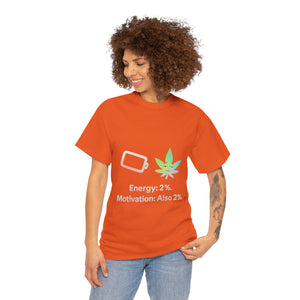 Energy: 2%. Motivation: Also 2%. T-shirt