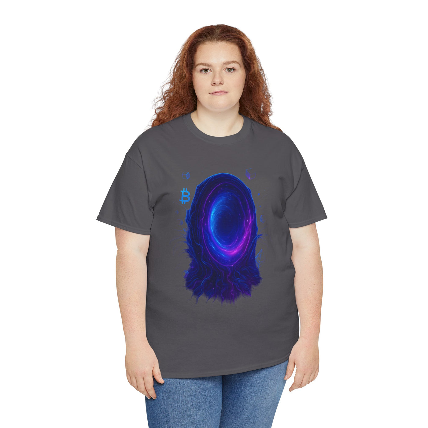 Neon Crypto Portal– Blockchain Wormhole Glow T-shirt