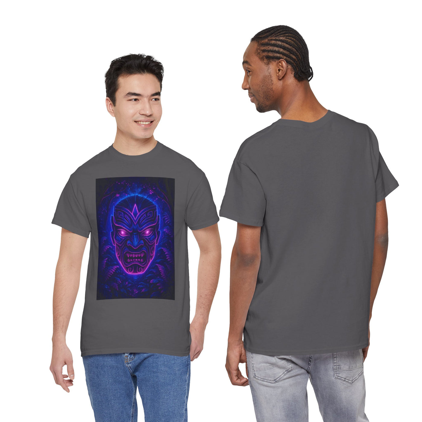 Rave Oni Mask – Neon Jungle Demon Face T-shirt